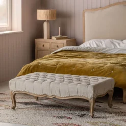 Graham & Green Aalis Natural Linen Ottoman
