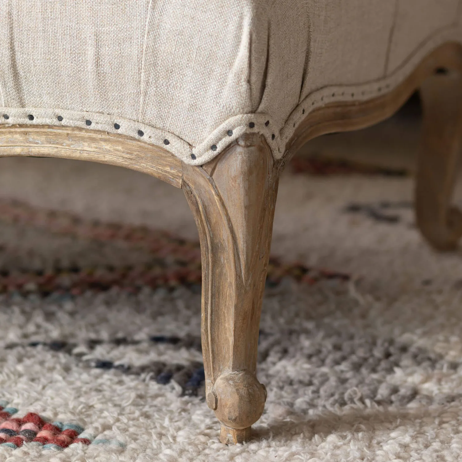 Graham & Green Aalis Natural Linen Ottoman