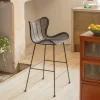 Graham & Green Alden Rattan Black Kitchen Stool