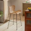 Graham & Green Alden Rattan Natural Kitchen Stool