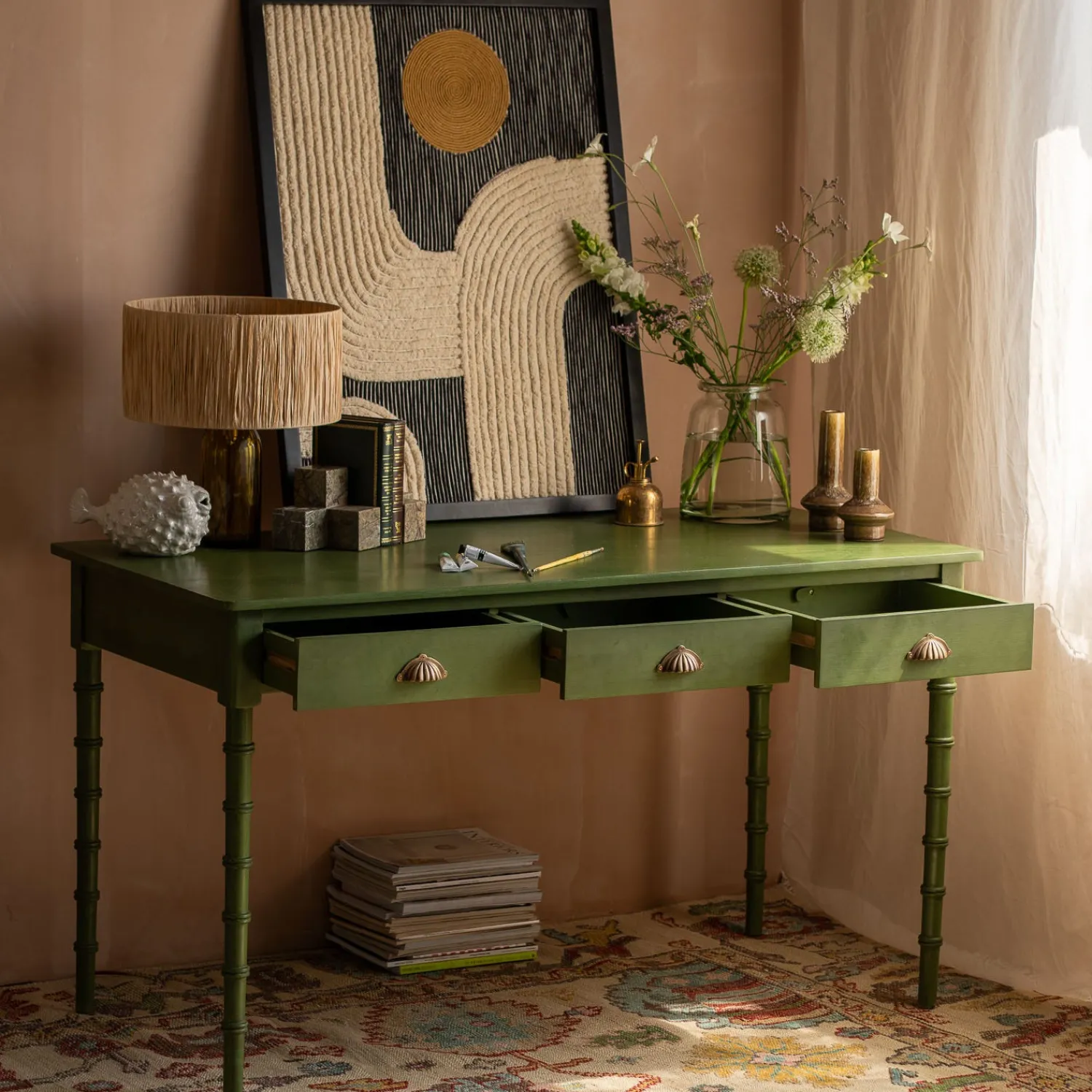 Graham & Green Alice Green Three Drawer Desk