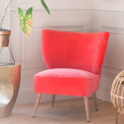 Graham & Green Alpana Coral Velvet Cocktail Chair