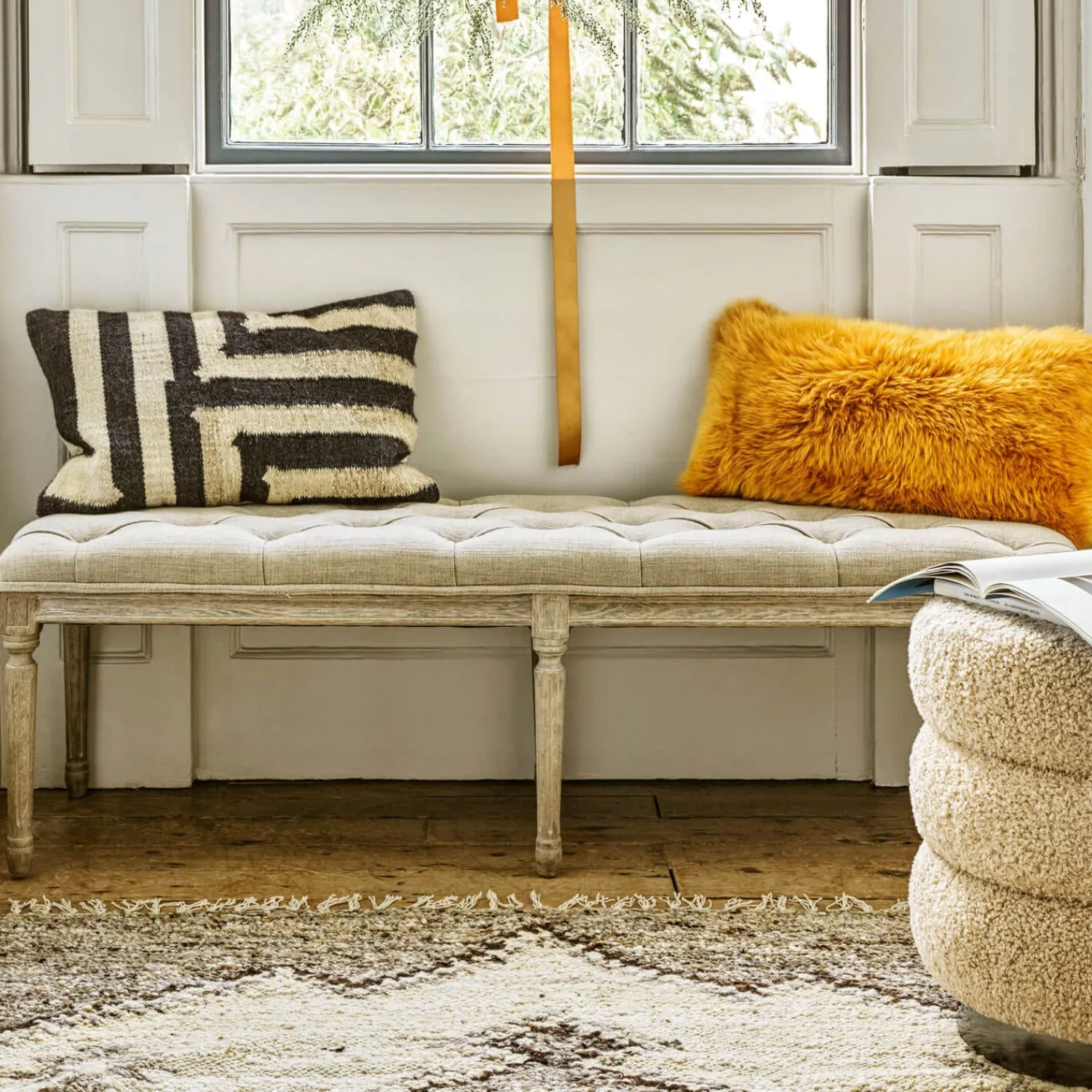 Graham & Green Amalie Linen Bench