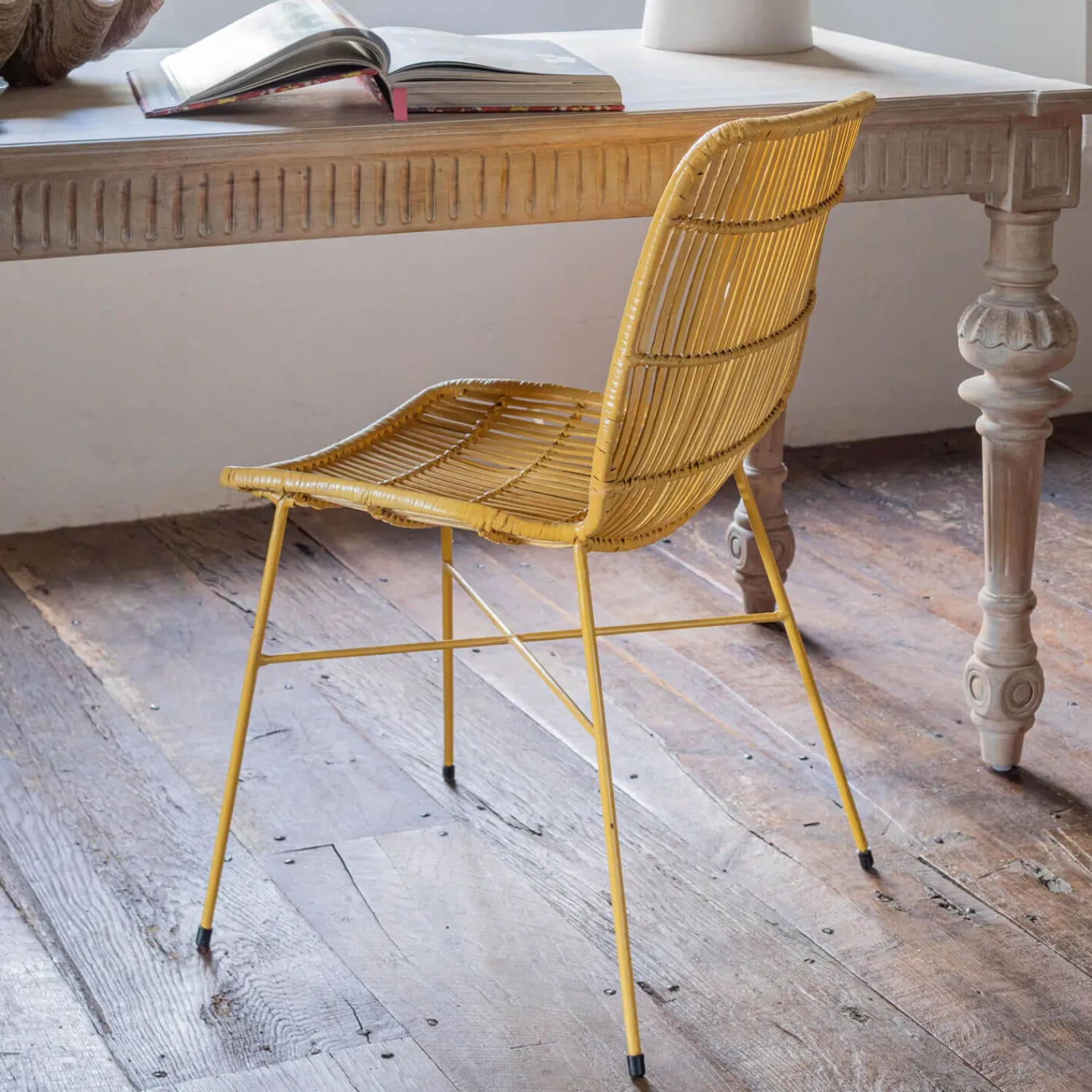 Graham & Green Ansel Yellow Rattan Chair