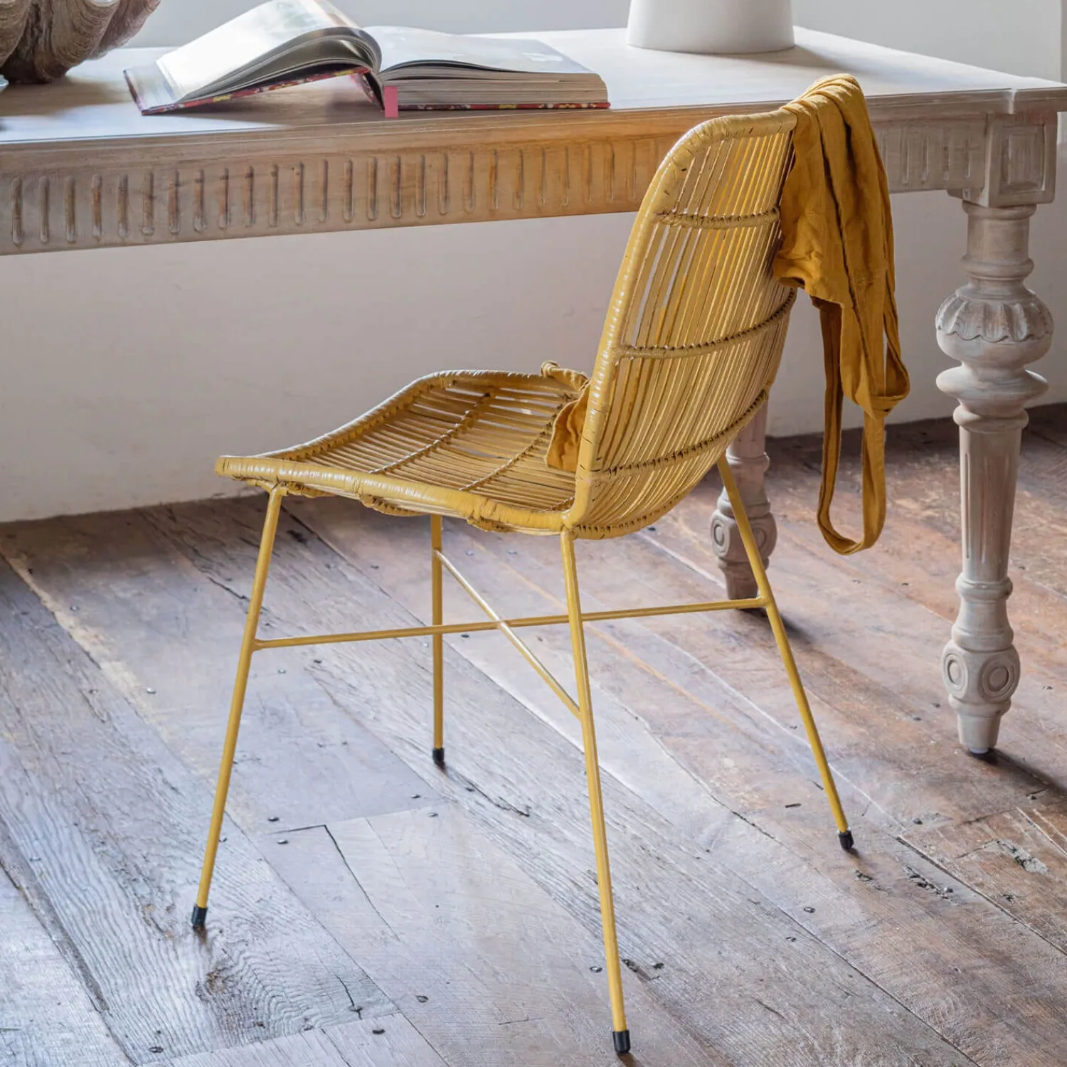 Graham & Green Ansel Yellow Rattan Chair