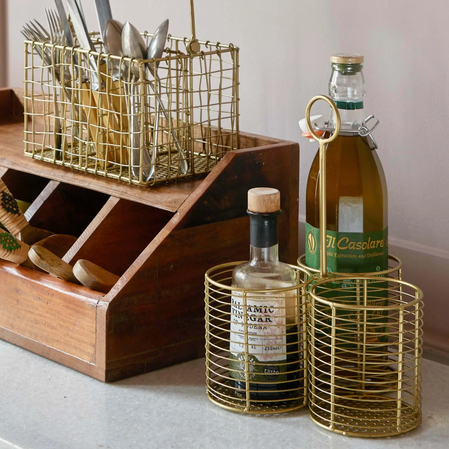 Graham & Green Antique Brass Bottle Holder