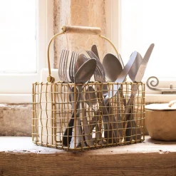 Graham & Green Antique Brass Cutlery Holder