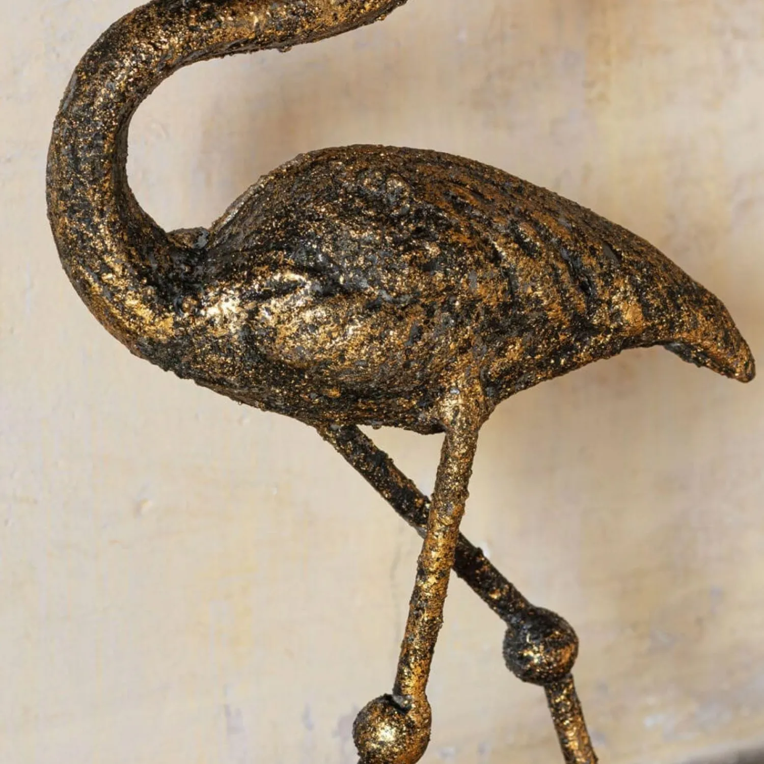 Graham & Green Antique Brass Flamingo Candle Holder