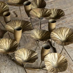 Graham & Green Antique Brass Leaves Candle Holder