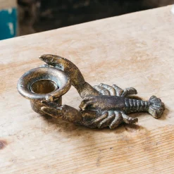 Graham & Green Antique Brass Lobster Candle Holder