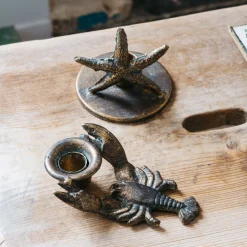 Graham & Green Antique Brass Lobster Candle Holder