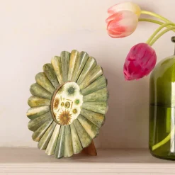 Graham & Green Antique Green Flower Round Bone Frame