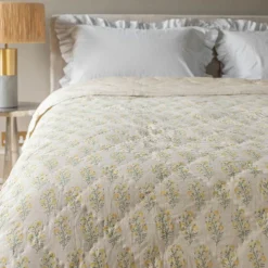 Graham & Green Antiqued Floral Block Printed Quilts