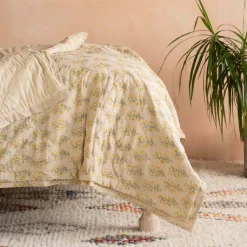 Graham & Green Antiqued Floral Block Printed Quilts