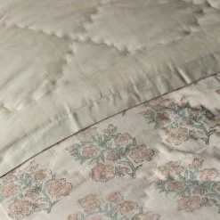 Graham & Green Antiqued Floral Block Printed Quilts