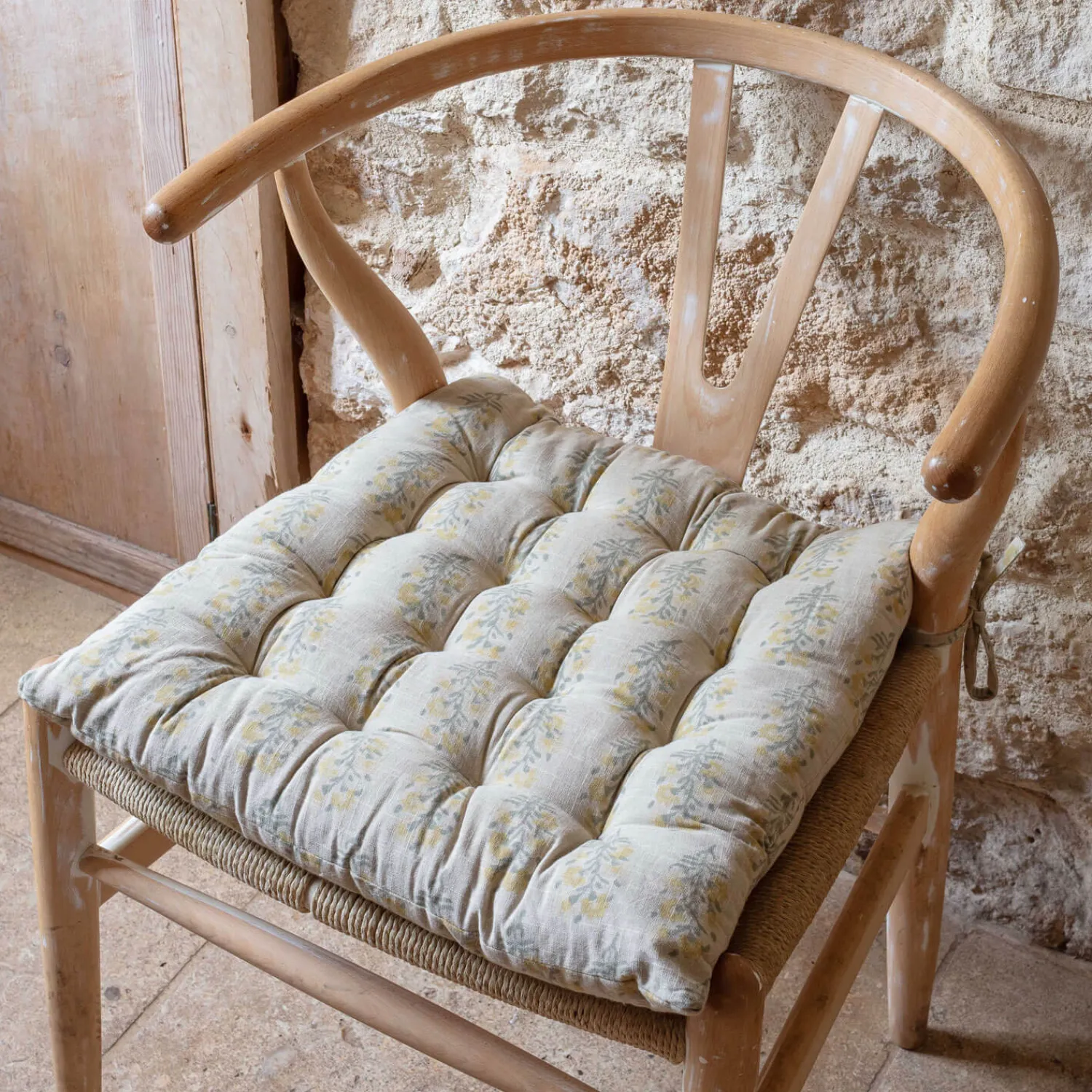 Graham & Green Antiqued Floral Block Printed Seat Pads