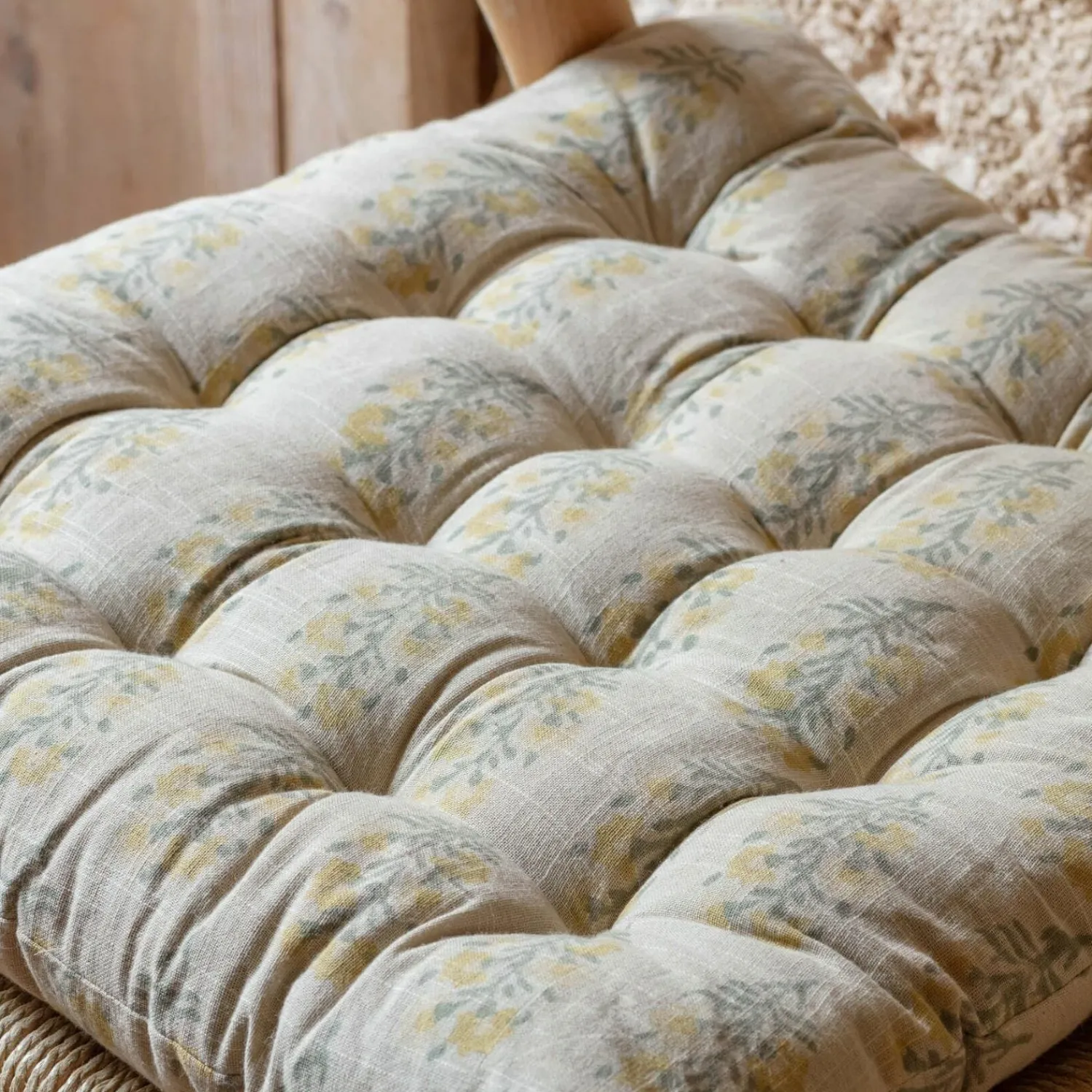 Graham & Green Antiqued Floral Block Printed Seat Pads