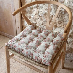 Graham & Green Antiqued Floral Block Printed Seat Pads