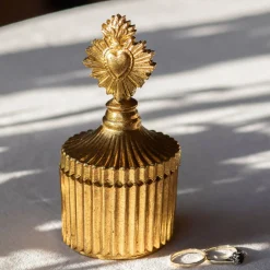 Graham & Green Antiqued Gold Ex-Voto Heart Trinket Box