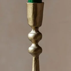 Graham & Green Antiqued Gold Fluted Ball Candle Holder