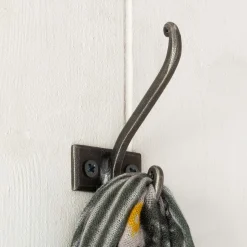 Graham & Green Antiqued Silver Iron Double Wall Hook
