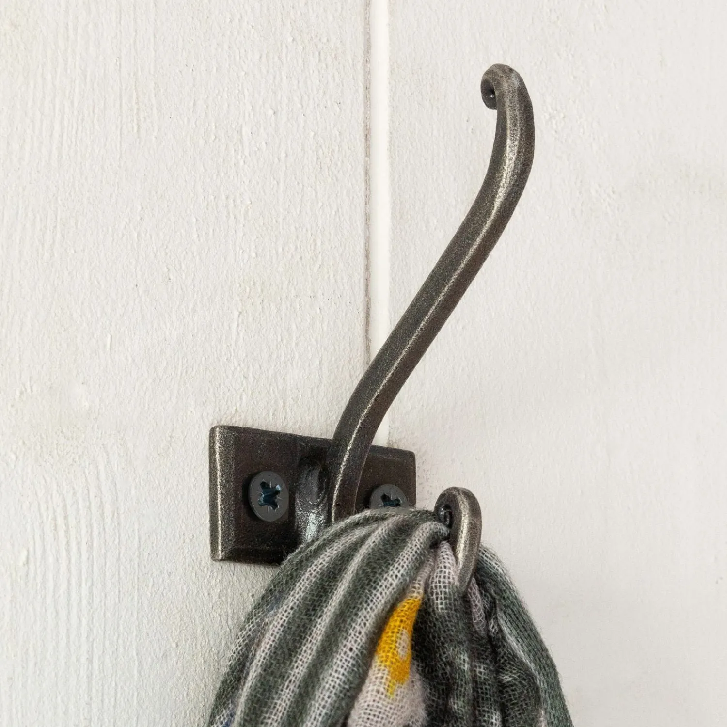 Graham & Green Antiqued Silver Iron Double Wall Hook