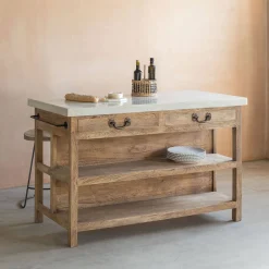 Graham & Green Aria Marble Topped Kitchen Breakfast Bar