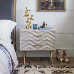 Graham & Green Ariella Chevron Large Bedside Table