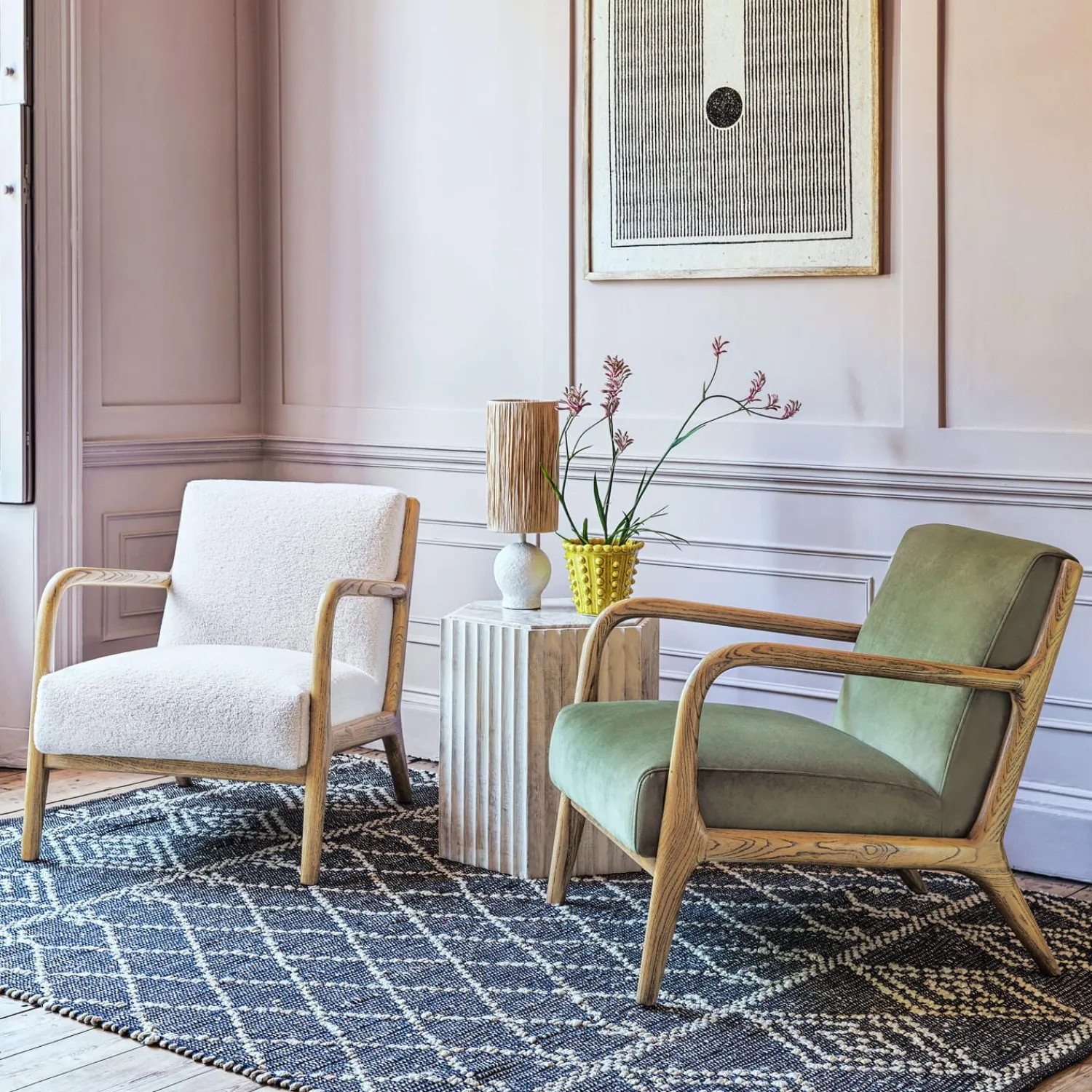Graham & Green Ashton Chalk Bouclé Armchair