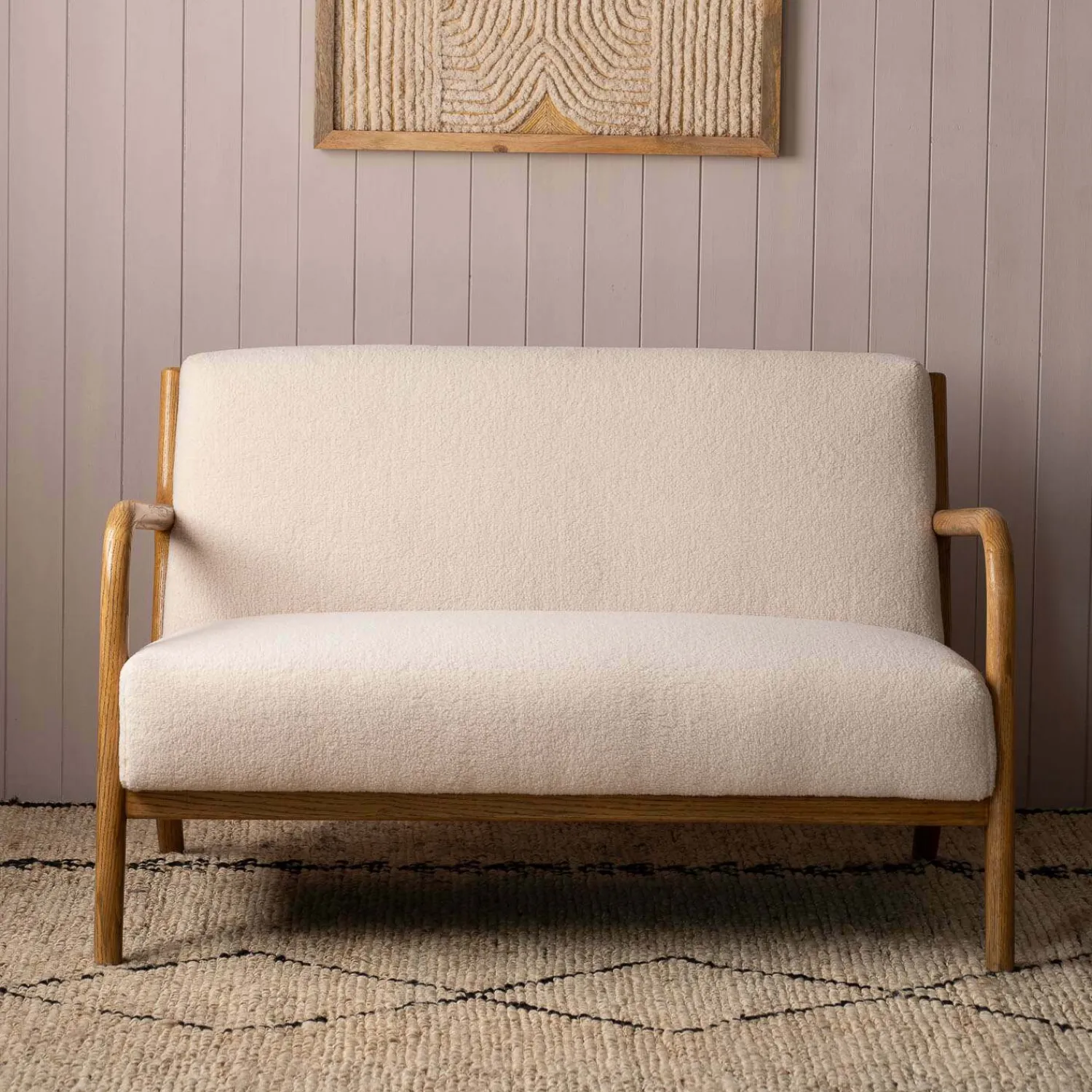 Graham & Green Ashton Two Seater White Bouclé Sofa