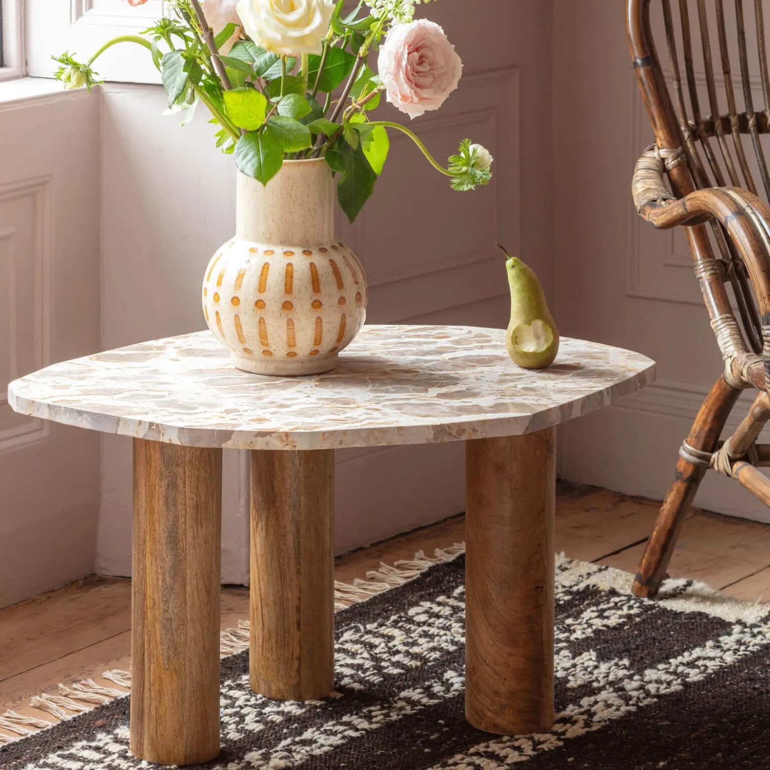Graham & Green Atticus Brown Marble Side Table