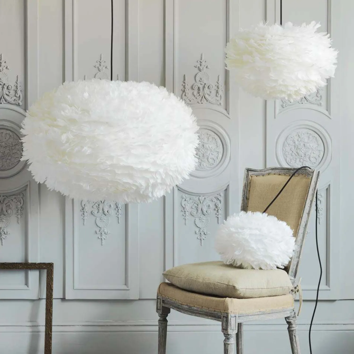 Graham & Green Aurora White Feather Pendant Shades