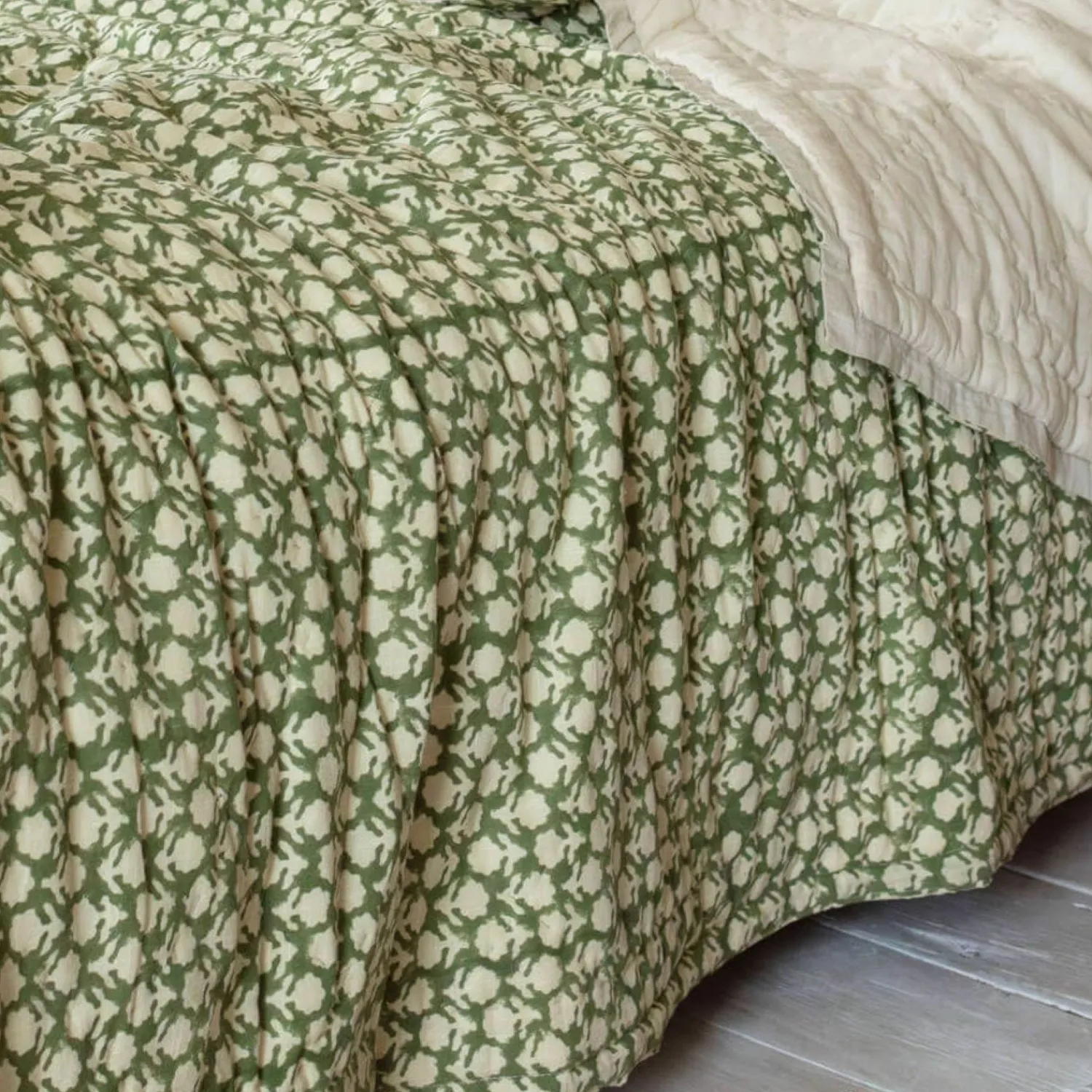 Graham & Green Ava Floral Block Printed Bed Quilt