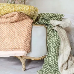 Graham & Green Ava Floral Block Printed Bed Quilt