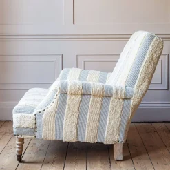 Graham & Green Avree Misty Blue and White Striped Armchair