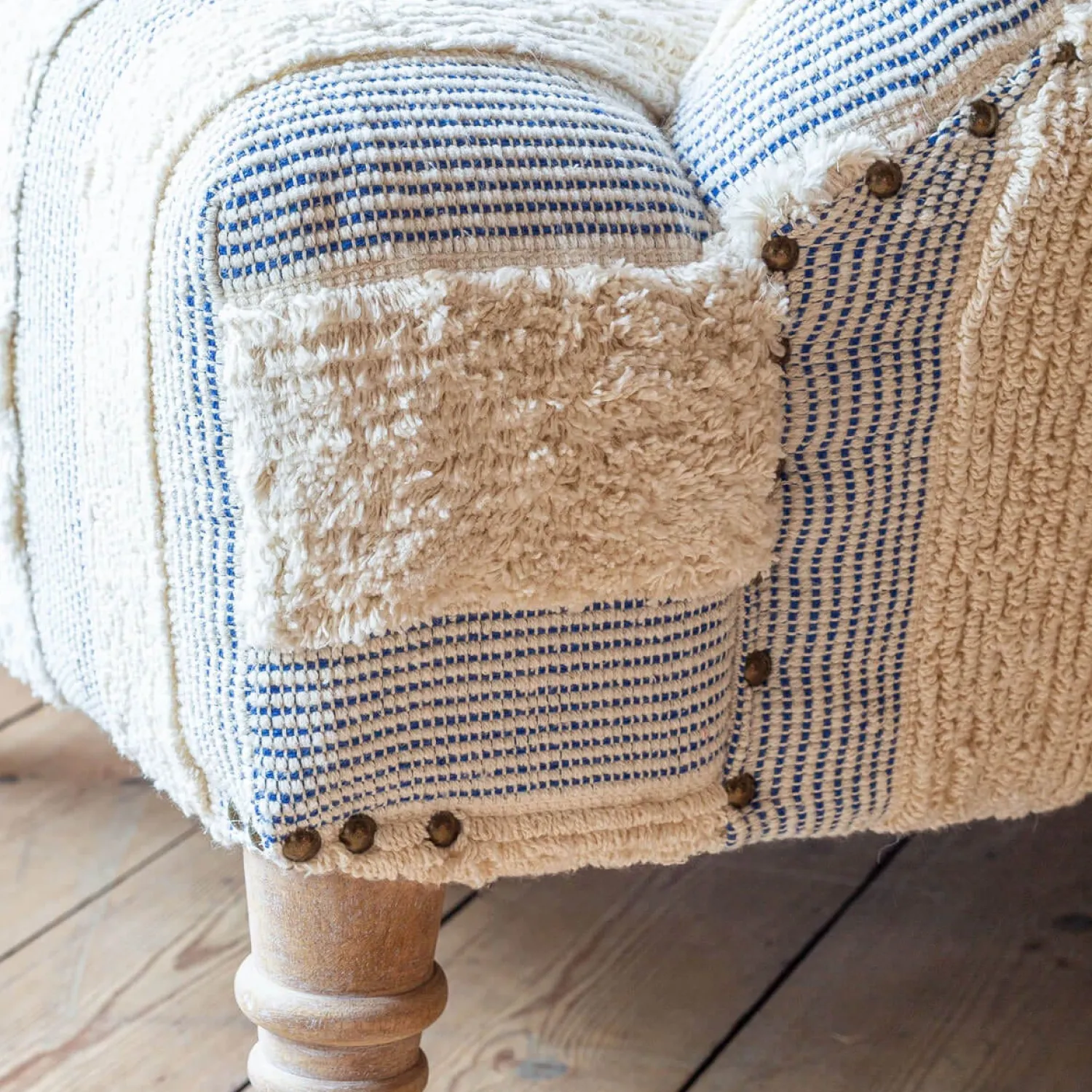 Graham & Green Avree Misty Blue and White Striped Armchair
