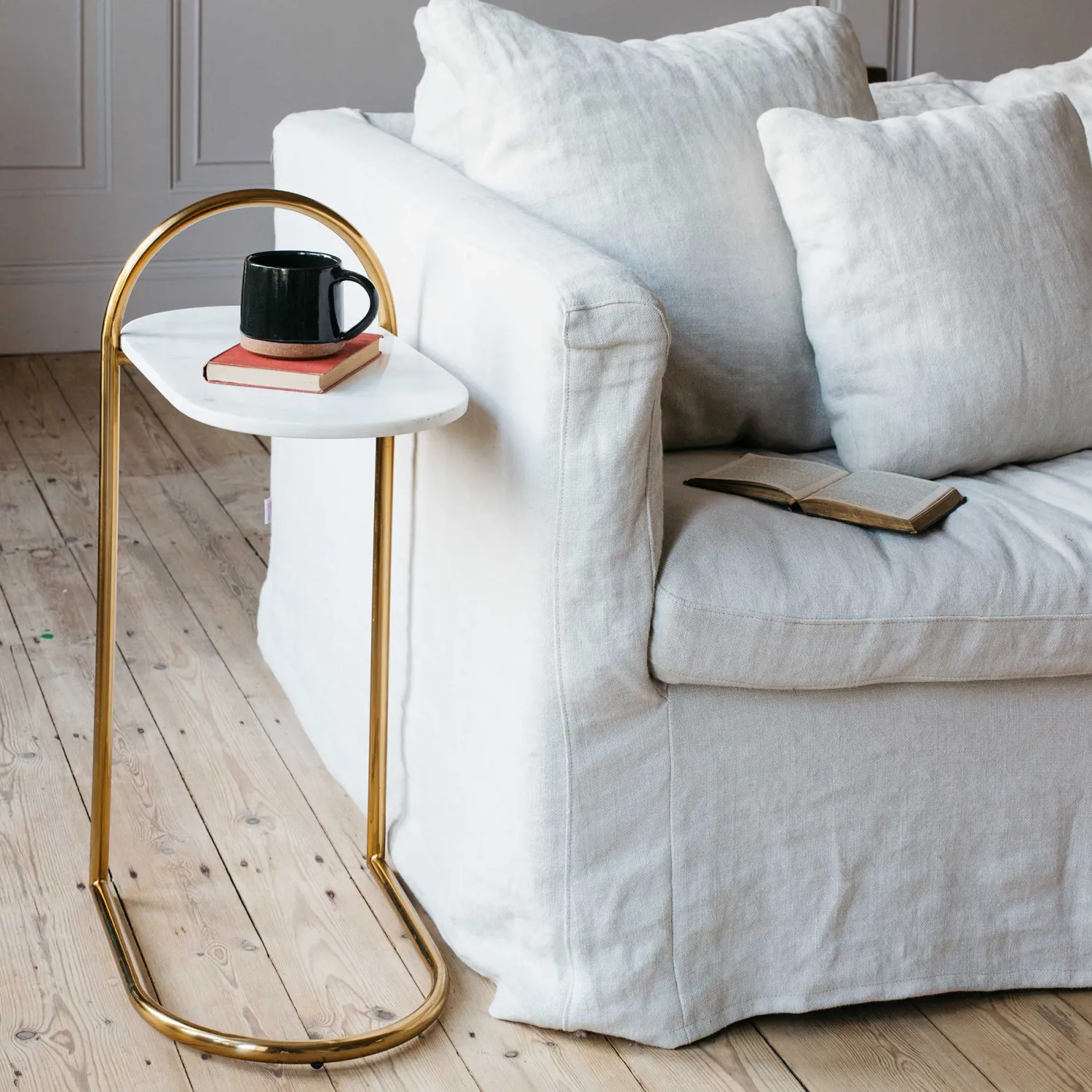 Graham & Green Axton White Marble Side Table