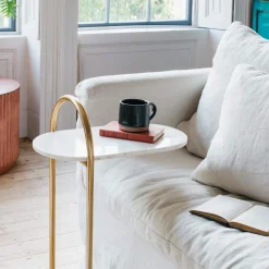 Graham & Green Axton White Marble Side Table