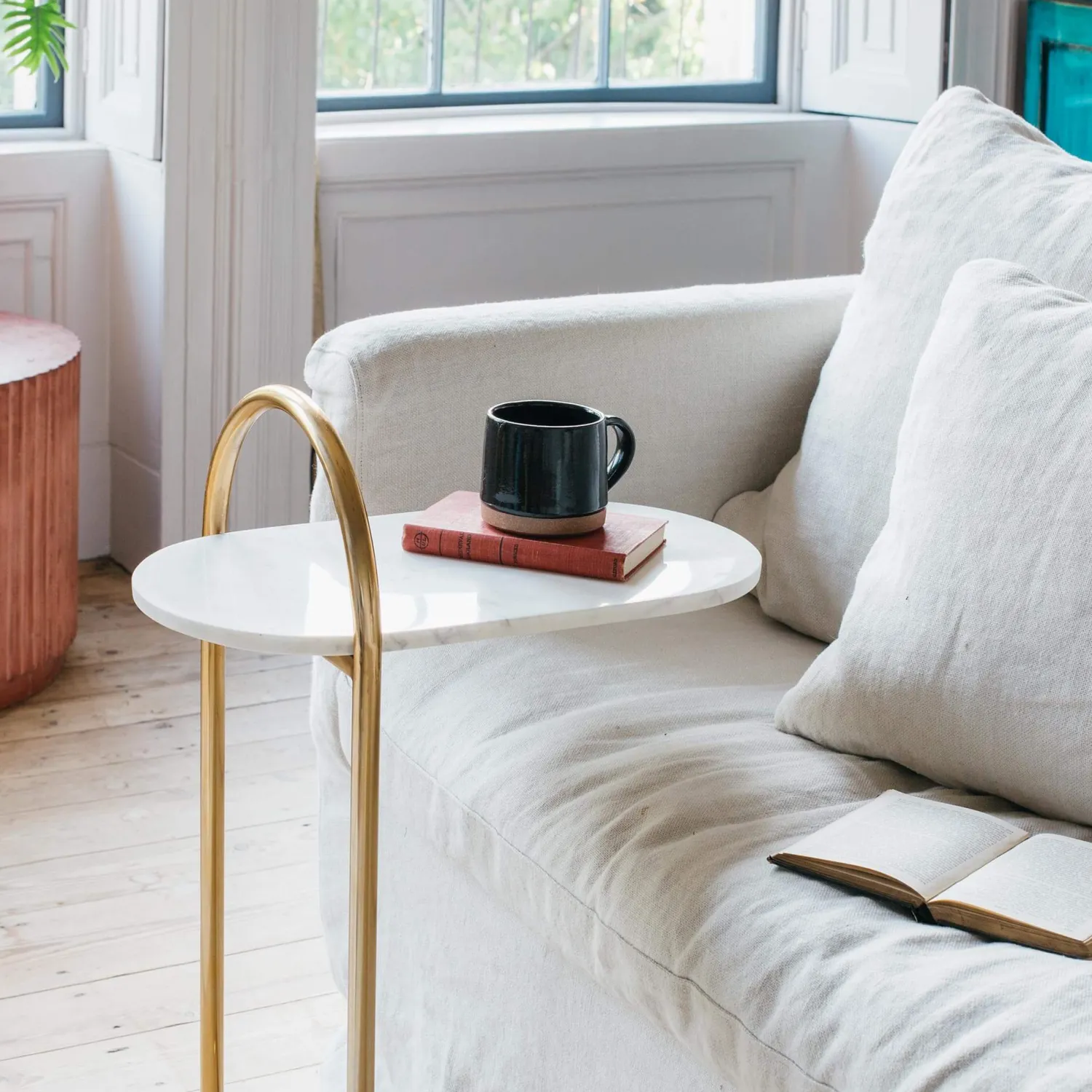 Graham & Green Axton White Marble Side Table