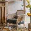 Graham & Green Baylor Grey Velvet and Cane Armchair