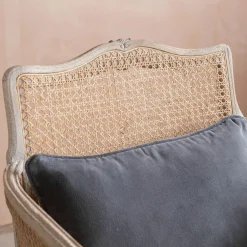 Graham & Green Baylor Grey Velvet and Cane Armchair