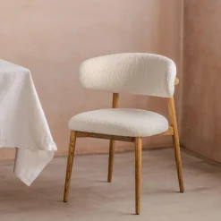Graham & Green Beaufort White Boucle Dining Chair