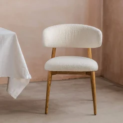 Graham & Green Beaufort White Boucle Dining Chair