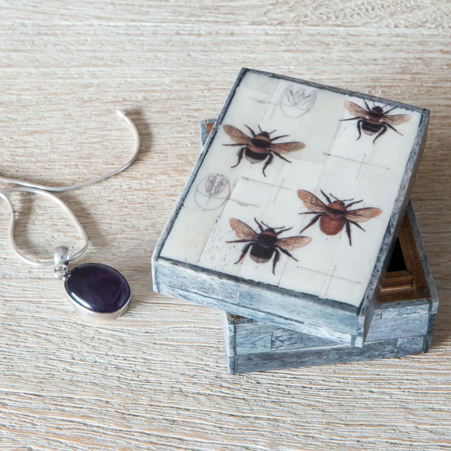 Graham & Green Bee Print Bone Box