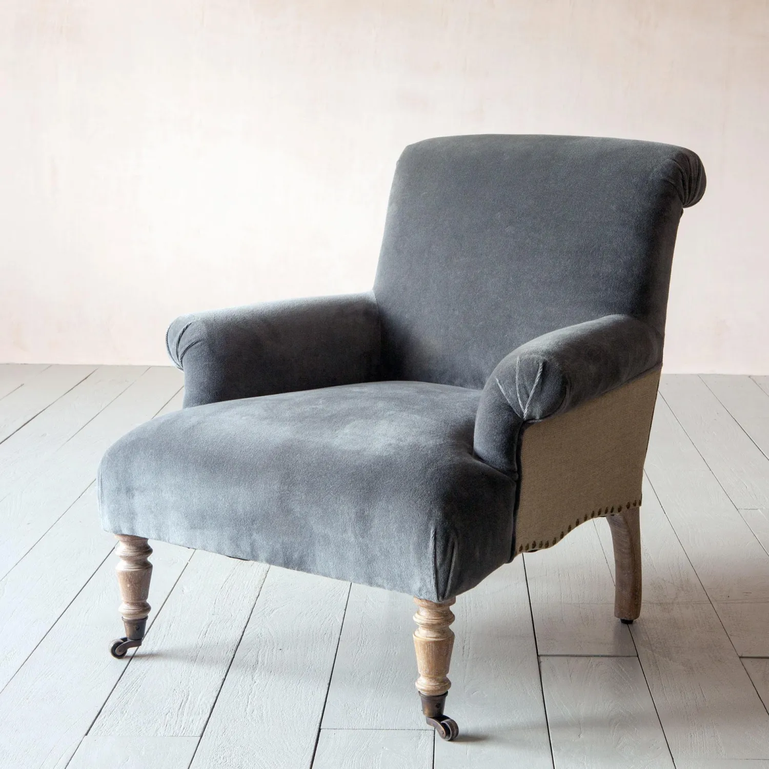 Graham & Green Bella Grey Velvet Armchair