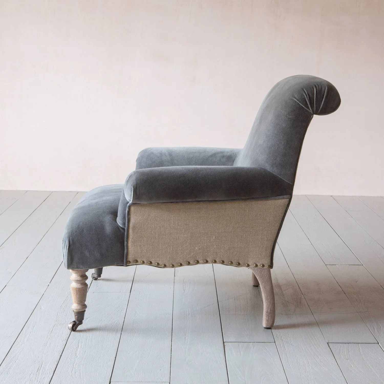 Graham & Green Bella Grey Velvet Armchair
