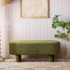Graham & Green Bellamy Olive Velvet Bench