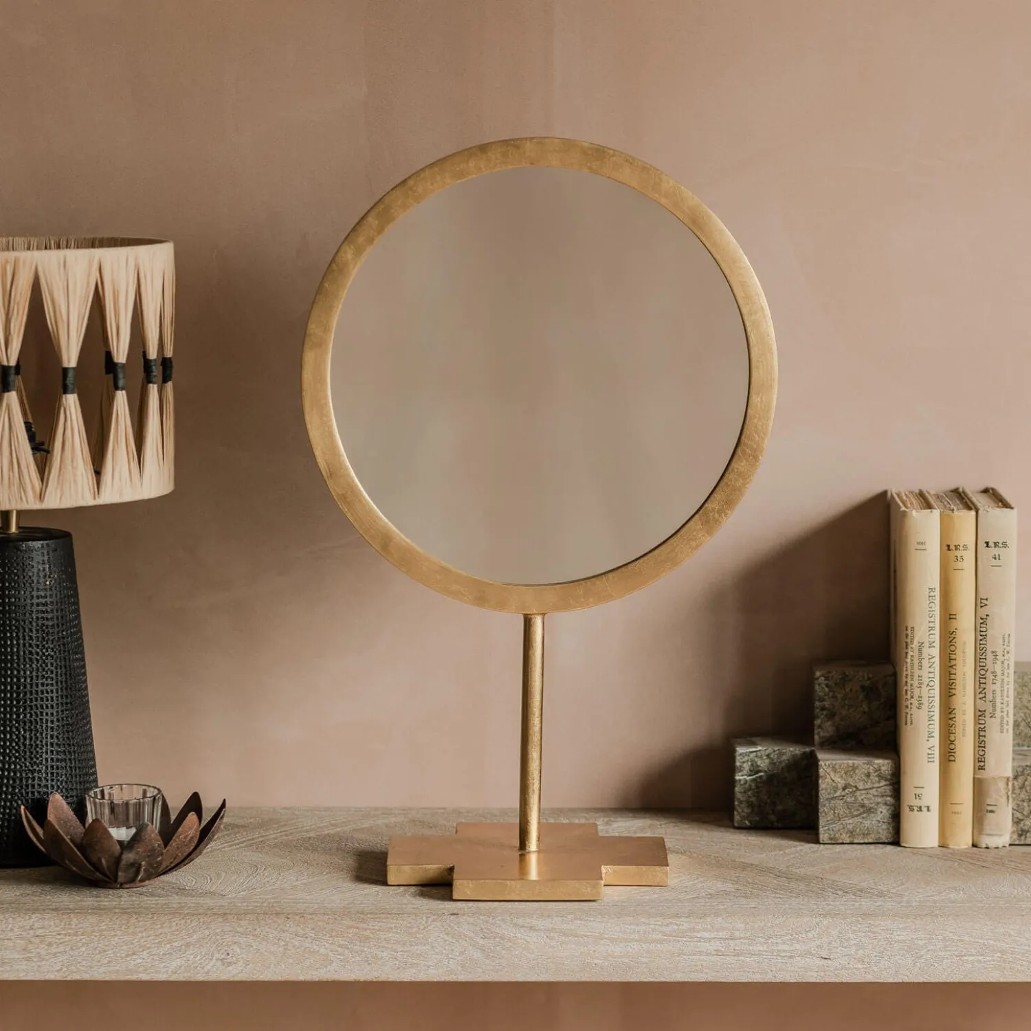 Graham & Green Berti Gold Table Mirror