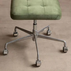 Graham & Green Bilbury Moss Green Velvet and Rattan Desk Chair