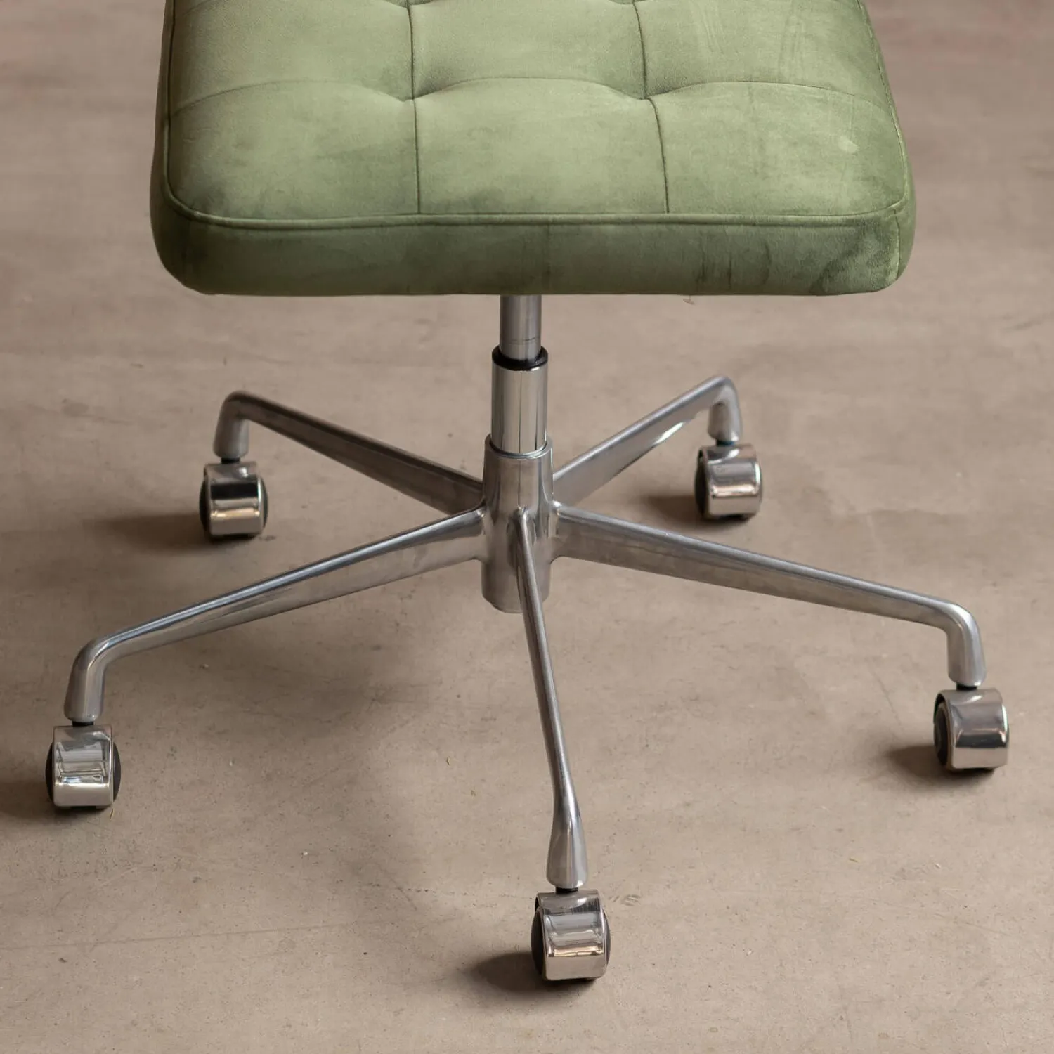 Graham & Green Bilbury Moss Green Velvet and Rattan Desk Chair